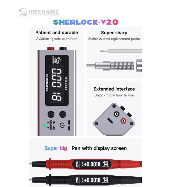 R46-ช่าง SHERLOCK แรงดันไฟฟ้าความต้านทานภายในที่มีจอแสดงผล HD Mainboard ทดสอบแรงดันไฟฟ้าระบุความผิดพลาดที่ถูกต้องแก้ปัญหา