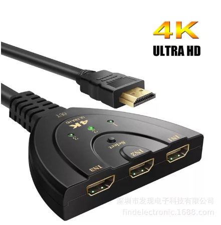 GE93-4K*2K 3D 3-Port HDMI Switch 1.4b 4K Switcher HDMI Splitter 3 in1 out Cable