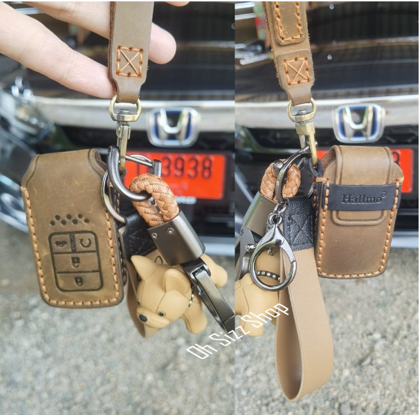 K71-เคสรีโมทรถ Honda Smart Key Gen10 งานหนังม้า พรีเมียมเกรด Premium Grade Hallmo ทรงคลาสสิค (Horse Leather Key Case Key Se