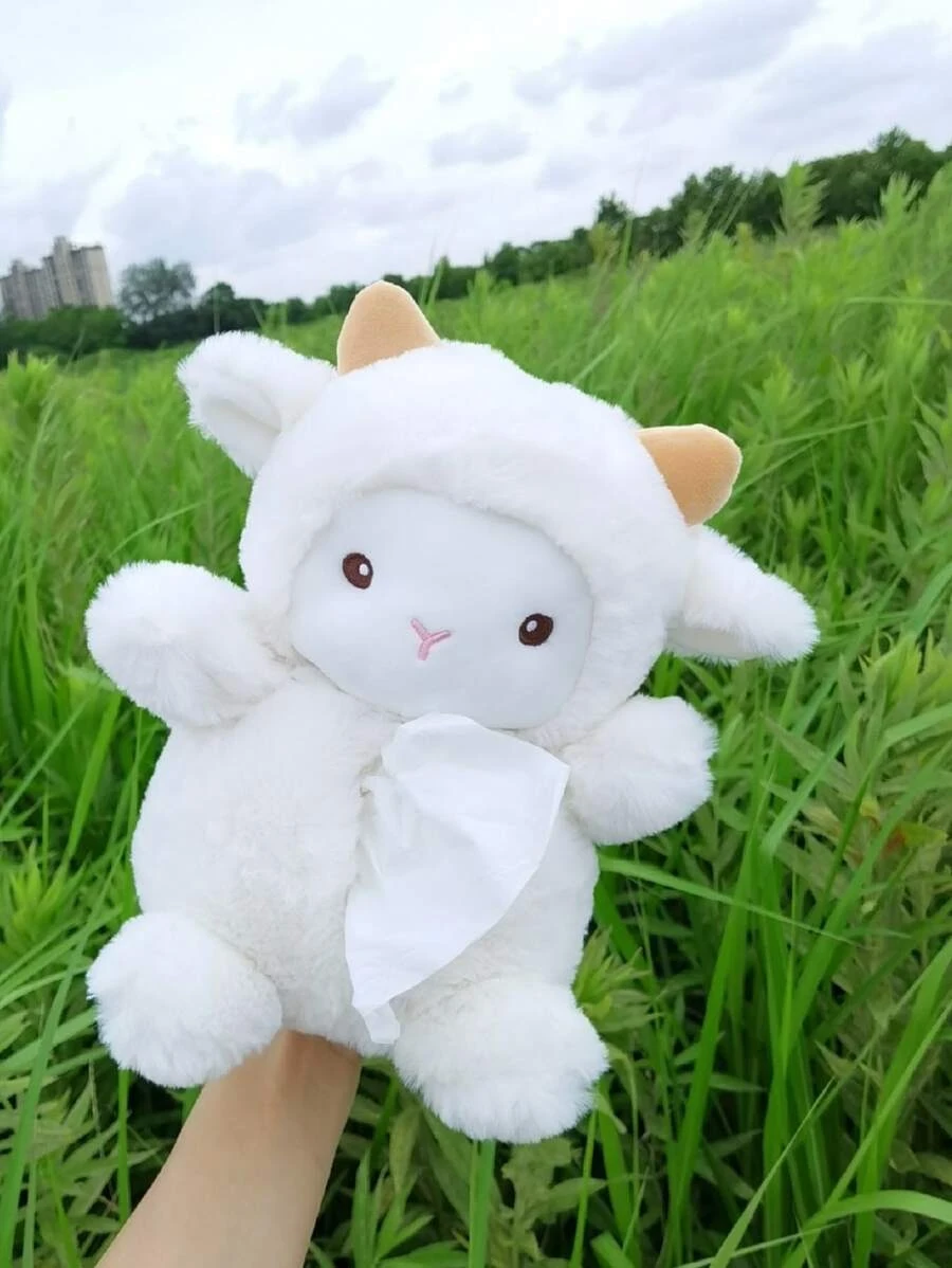 กล่องทิชชู่ ในรถยนต์ การออกแบบ แกะ ผ้าพลัช 1 ชิ้น  nn-199