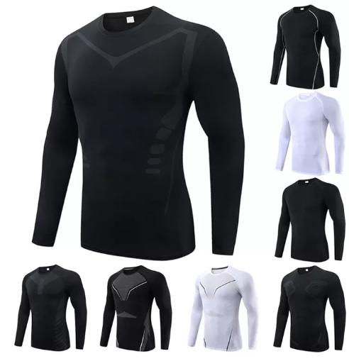 VIC14-Coolmax เสื้อบีบอัดแขนยาว เสื้อยืดผู้ชาย เสื้อสเวตเตอร์แห้งเร็ว กระชับกล้ามเนื้อ เสื้อออกกำลังกาย เสื้อยืดเทรนนิ่ง [กทม. พร้อมส่ง]