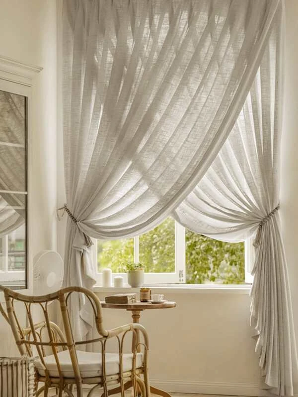 ผ้าม่าน ผ้าโปร่ง สีพื้น  ผ129