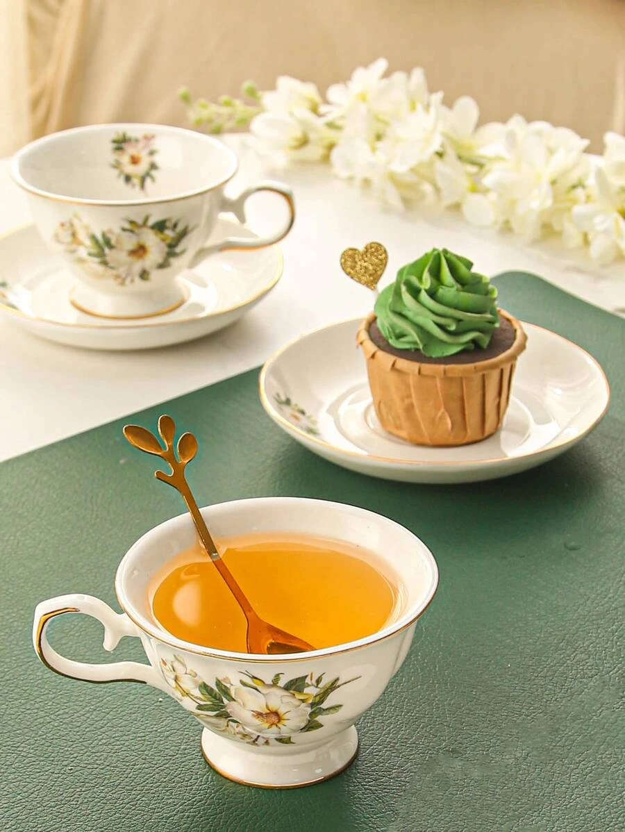 1 ชิ้น แก้วมัค พร้อม สร้างสรรค์ ลาย ดอกไม้ กาแฟ แก้วมัค & ที่รองแก้ว สำหรับ เครื่องใช้บนโต๊ะอาหาร โต๊ะ  oo-163