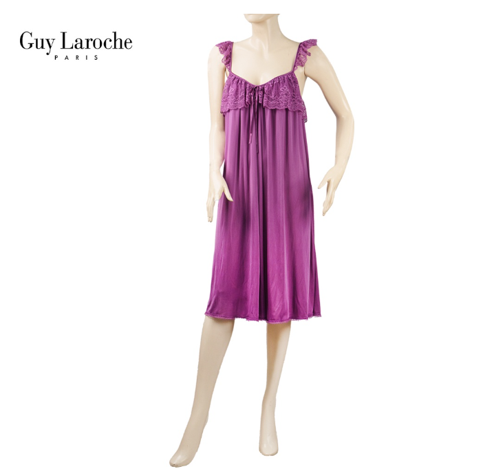 SA16>ชุดนอน แบรนด์ GUY LAROCHE ผ้า Smooth Knit กระโปรง Midi Luxury Nightwear GN4G83 ผ้าไนลอนทอพิเศษจาก Japan