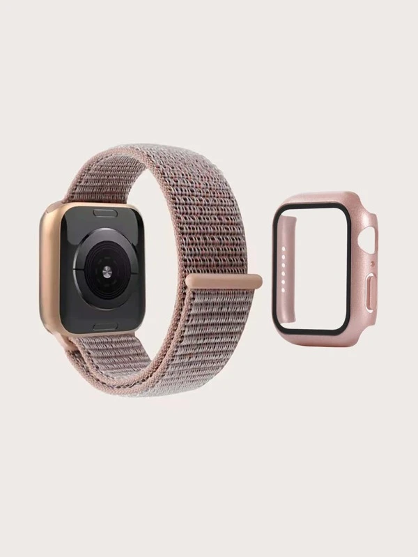 1 ชิ้น 2 in 1 ฟิล์มป้องกันหน้าจอ & เคส & 1 ชิ้น สายนาฬิกา เหมาะกับ Apple Watch  น-25