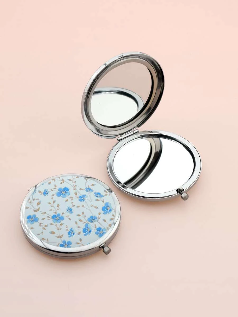 กระจกพับได้ กลม พิมพ์ลาย ดอกไม้  k-61