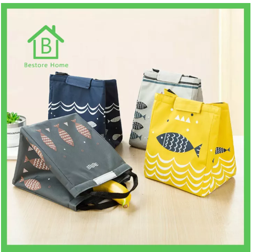 UTI99-BestoreHome กระเป๋าเก็บอุณหภูมิ กระเป๋าใส่ของ กระเป๋าใส่อาหาร ลายปลาน่ารักสดใส