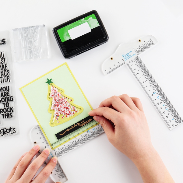 R82-ไม้บรรทัดอะคริลิคใส ทรงตัว T 6 นิ้ว สําหรับงานหัตถกรรม