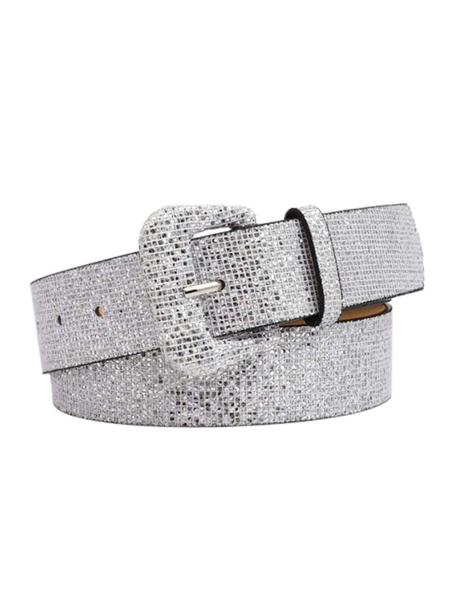 เข็มขัดบักเคิล ปักเลื่อม ลายเรขาคณิต  l-077