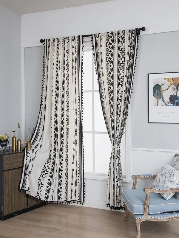 ผ้าม่านเดี่ยว ลายรูปเรขาคณิต ค-1