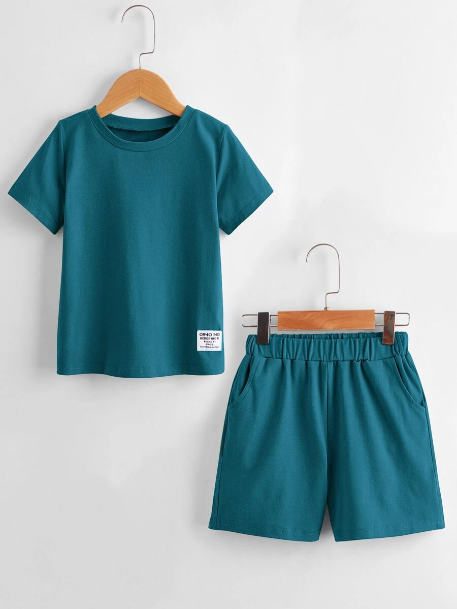 ชุดสองชิ้นเด็กชาย เสริม เรียบง่าย b-47