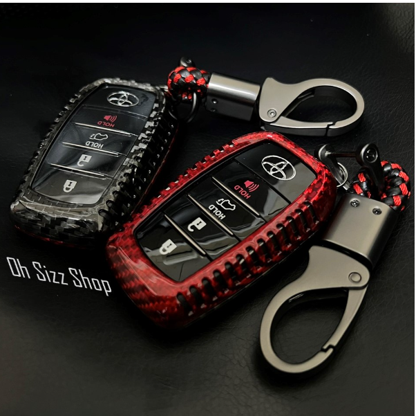 K18-เคสรีโมทรถ Toyota Fortuner GR Sport 2022 คาร์บอนไฟเบอร์แท้ T-Carbon Air Vent Design (Top Product ; Carbon Fiber Key Case