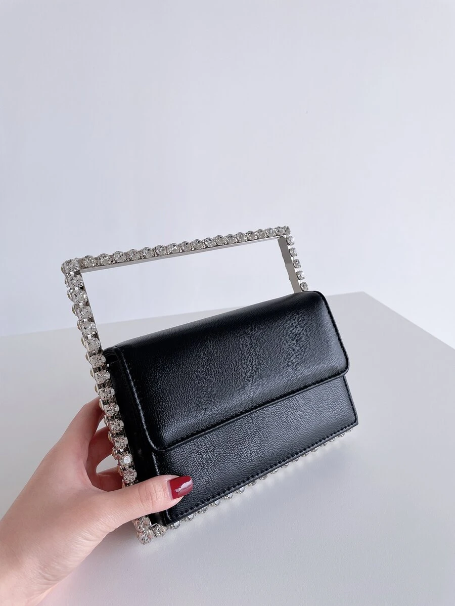 กระเป๋าสี่เหลี่ยม ประดับแก้วสี กระเป๋า Flap Bag v-93
