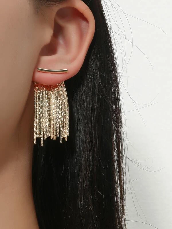 แจ็กเก็ตต่างหู（Earring Jackets） พู่โลหะ ตกแต่ง e-40
