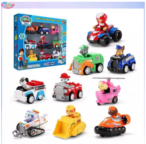TOY55-ตุ๊กตาทีมสุนัขกู้ภัย ใดมีหอสังเกตการณ์ PAW Patrol ยานพาหนะเคลื่อนรถยนต์รุ่นรถแข่งของเล่นเด็กวันเกิดของเล่นเด็ก ของเล่นพีวีซี