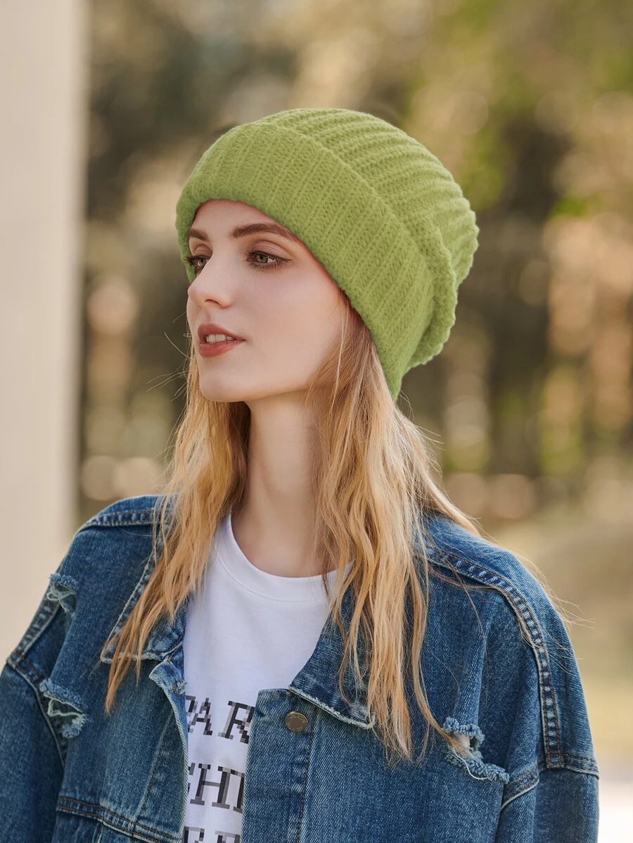 หมวกบีนนี่ถัก สีพื้น  j-8