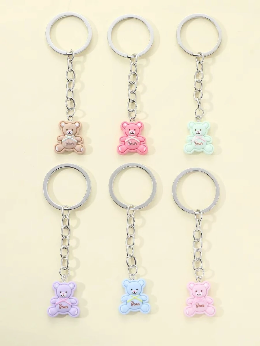 พวงกุญแจ จี้ หมี 6 ชิ้น  k-034