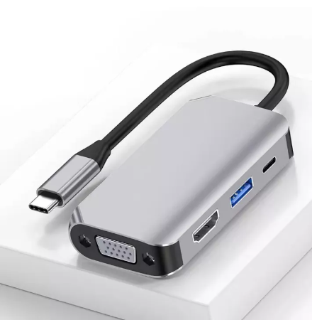 GE71-USB C to HDMI Adapter 4K 4 in 1 Type-C to HDMI / VGA / USB 3.0 Port + USB C Female Port (PD) Converter