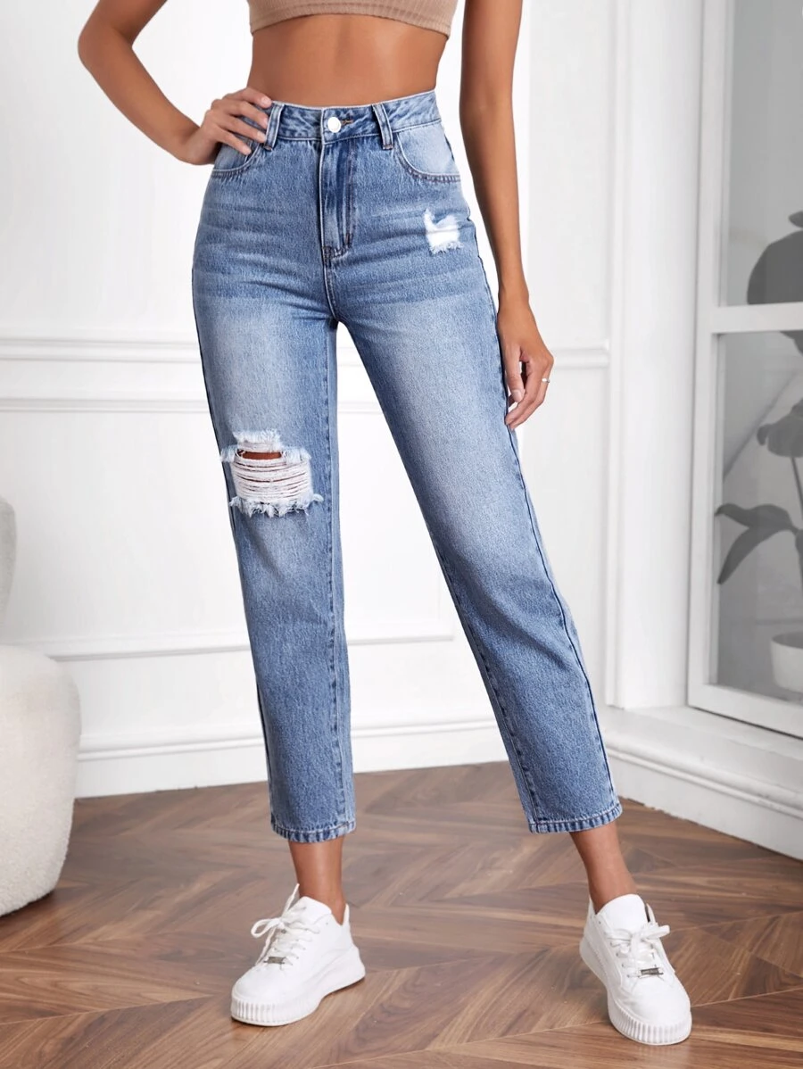 กางเกงยีนส์ขาด ทรงแม่  ee-61