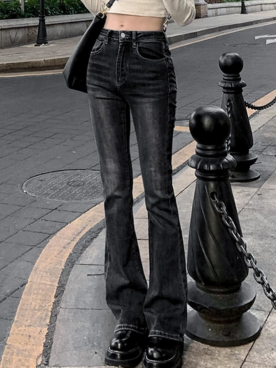 Honeyspot กางเกงทรงบูต สีพื้น ee-15