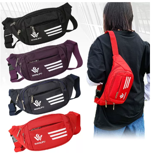 BAG100-(w78)กระเป๋าคาดอกคาดเอว ผ้าหนา4ซิป จุของได้เยอะ redspeed