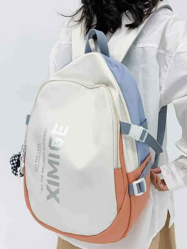 กระเป๋าเป้อเนกประสงค์ กราฟฟิค ตัวอักษร พร้อม จี้กระเป๋า  ll-28