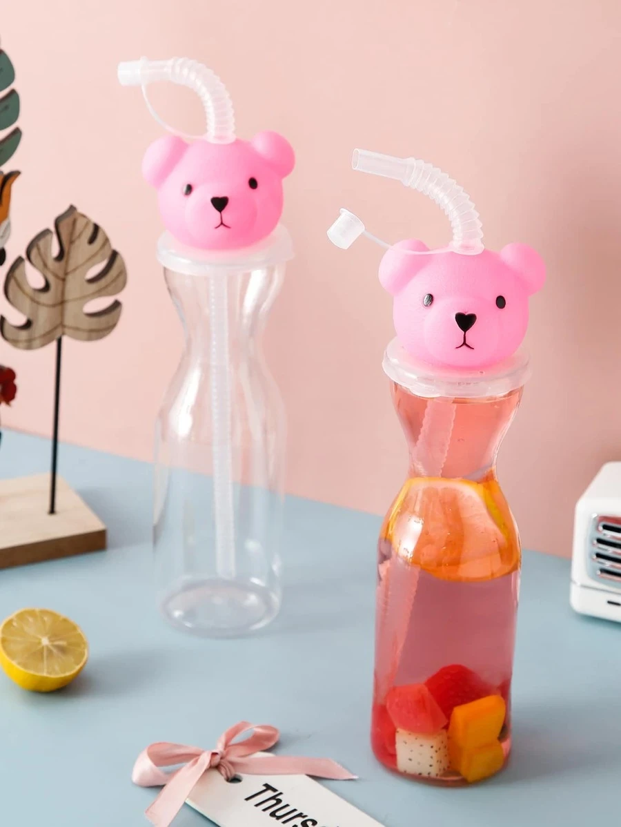 ขวดฟางลายการ์ตูนหมี 1pc  oo-214