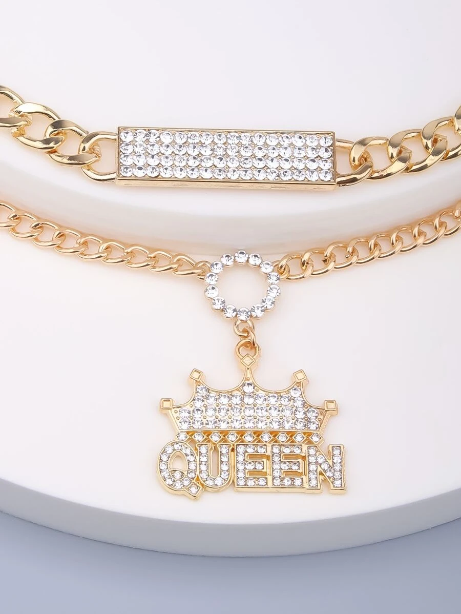 สร้อยคอโซ่ ประดับแก้วสี 2 ชิ้น kk-178