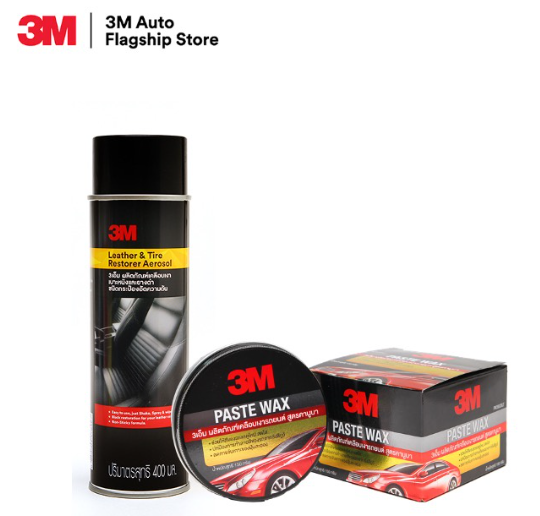 AC06-3M ผลิตภัณฑ์เคลือบเงาเบาะหนังและยางดำ ชนิดอัดกระป๋องความดัน ขนาด 400ml. PN39041A + 3M ผลิตภัณฑ์ เคลือบเงารถยนต์ สูตรคานูบา PN39526LT