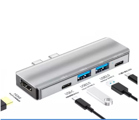 GE79-USB C to HDMI Adapter 4K 5 in 1 Type-C to HDMI / USB 3.0 Port + USB C Female Port Converter