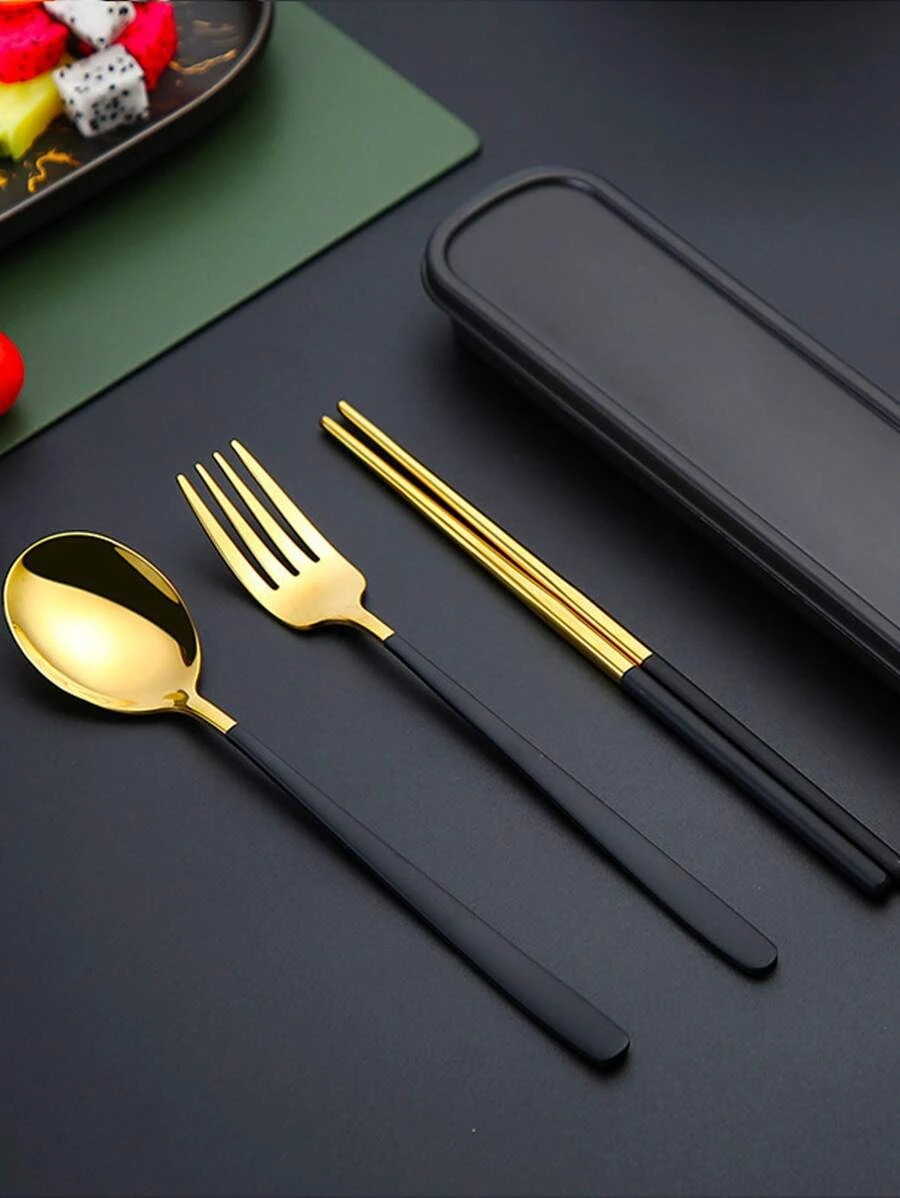 ชุดช้อนส้อมมีด สแตนเลส พร้อมกล่อง 4 ชิ้น  hh-2