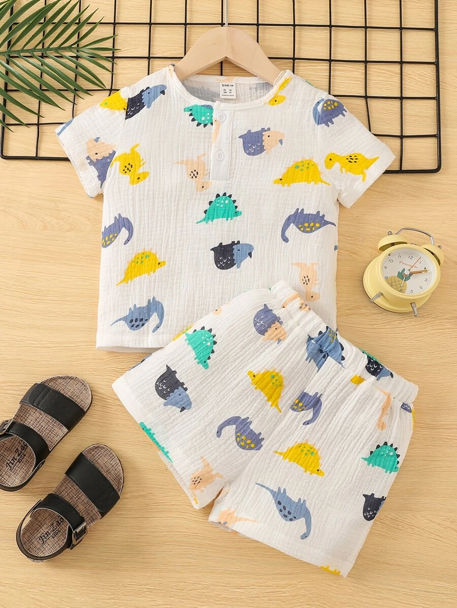 เด็กผู้ชาย เสื้อยืด & กางเกงขาสั้น ภาพ การ์ตูน b-96