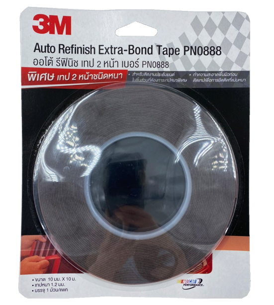 AC95-3M เทป 2 หน้า กาว 2 หน้า (โฟมเทป) PN0888 ออโตรีฟินิช ขนาด 10mm. x 10m. หนาพิเศษ 1.2มม.