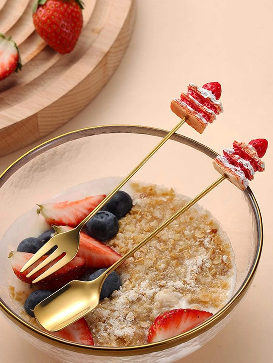 2 ชิ้น สแตนเลส ส้อม & ช้อน  hh-56