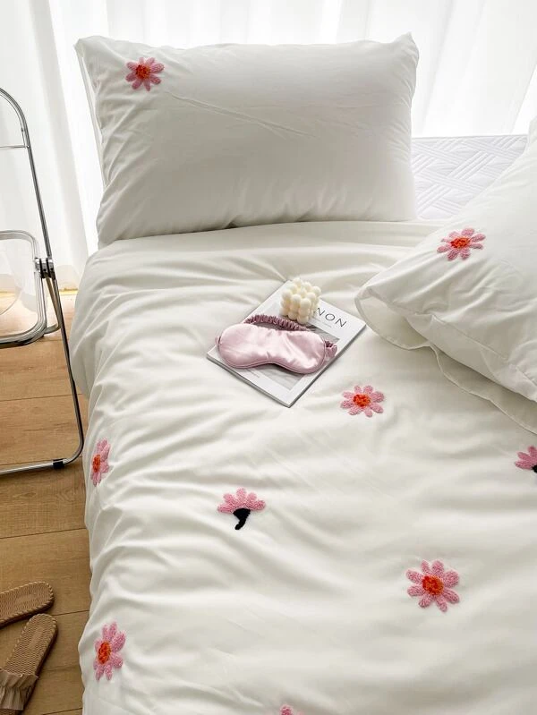 ชุดปลอกผ้านวม ไม่มีฟิลเลอร์ ดอกไม้ ประดับพู่ t-47