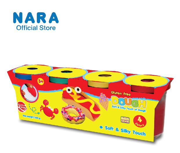 TOY79-NARA Dough แป้งโดว์ไร้สารกลูเต็น ขนาด 520 กรัม 4 กระปุก 4 สี