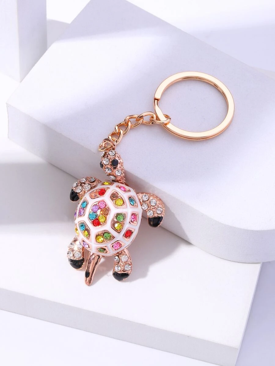 พวงกุญแจ ตกแต่ง พลอยเทียม เต่า จี้ k-042
