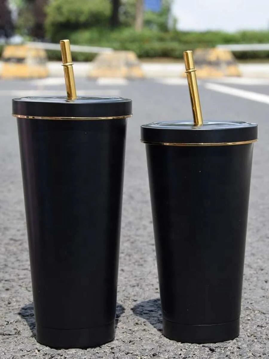 แก้วเก็บความเย็น สำหรับ ใช้ในบ้าน 1 ชิ้น สแตนเลส สีดำ แบบพกพา  pp-57