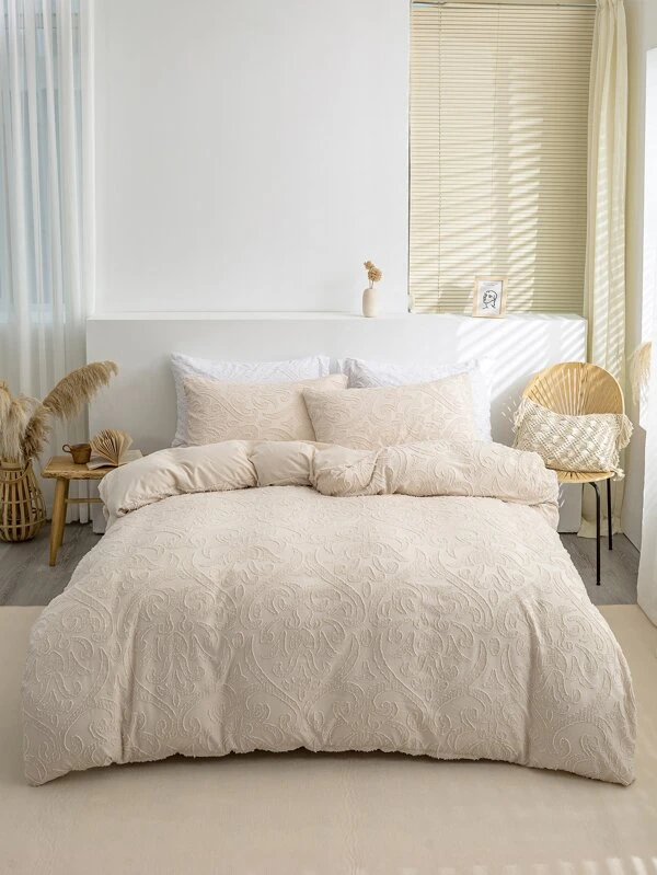 ชุดปลอกผ้านวม ไม่มีฟิลเลอร์ ประดับพู่ ดอกไม้ t-65