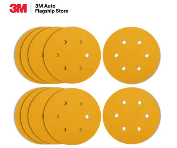 AC102-3M (10 แผ่น) 255P กระดาษทรายกลม 6 นิ้ว HOOKIT สำหรับ ขัดสีรถยนต์ (P80,P120,P150,P180,P220,P240,P320,P400,P500)