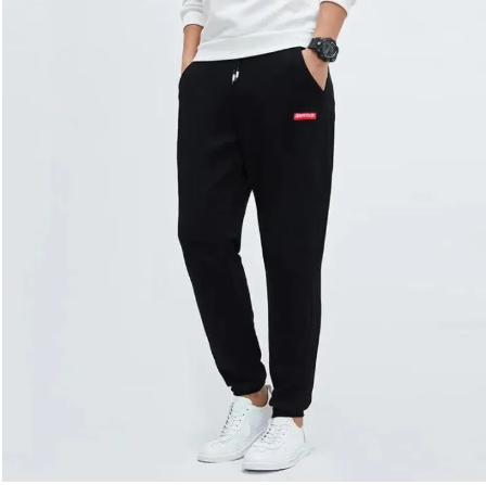 BIG06-กางเกงขายาวผู้ชายหนาบวกไขมันกางเกงกีฬาลำลองผ้าฝ้ายแท้กางเกงไขมันหลวม