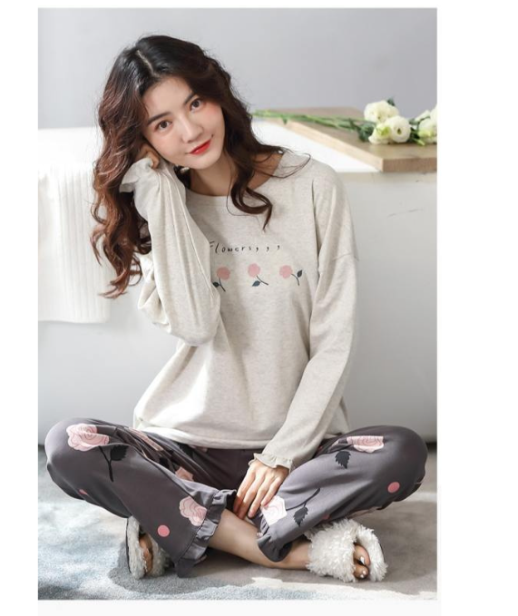 Ri23>RIKA ชุดนอน ผู้หญิง set เสื้อ+กางเกง ลายน่ารัก ผ้าคอตตอน (เสื้อ+กางเกง) High quality Meterial AA3012 3013 3015 3016