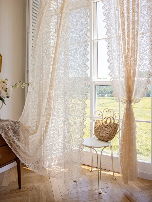 ผ้าม่าน ผ้าโปร่ง ลายลูกน้ำ รายละเอียด ขอบเปลือก  ผ127