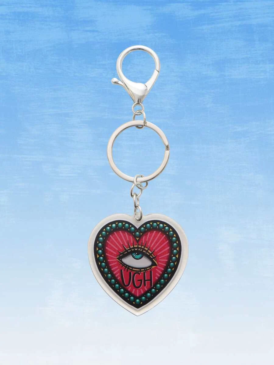 ROMWE X TarrynAnnIllustration พวงกุญแจ ลายตา จี้ หัวใจ  k-032