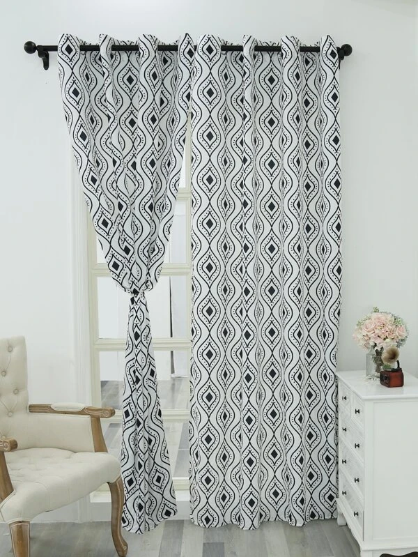 ผ้าม่าน ลายเรขาคณิต ตัดแสง  ผ201