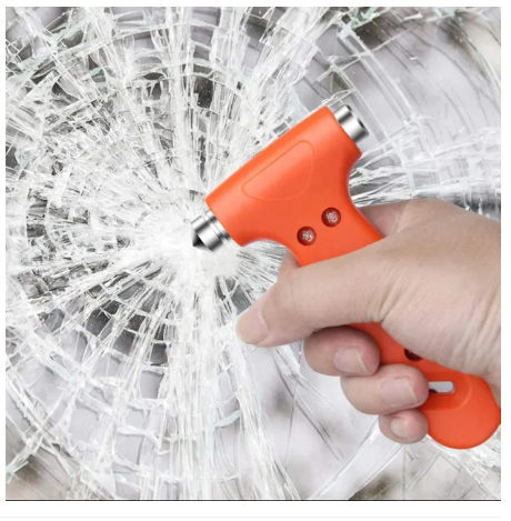 ROB33-ค้อนทุบกระจกพร้อมมีดตัดเข็มขัดอย่างดี สีแดง ค้อนนิรภัย ค้อนฉุกเฉินพกพาติดรถยนต์ ค้อนนิรภัย สำหรับทุบกระจกรถยนต์