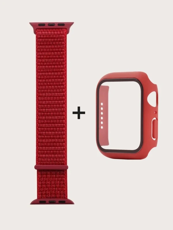 1 ชิ้น สายนาฬิกา & 1 ชิ้น 2 in 1 ฟิล์มป้องกันหน้าจอ & ตกแต่ง พลอยเทียม เคส เหมาะกับ Apple Watch  น-26