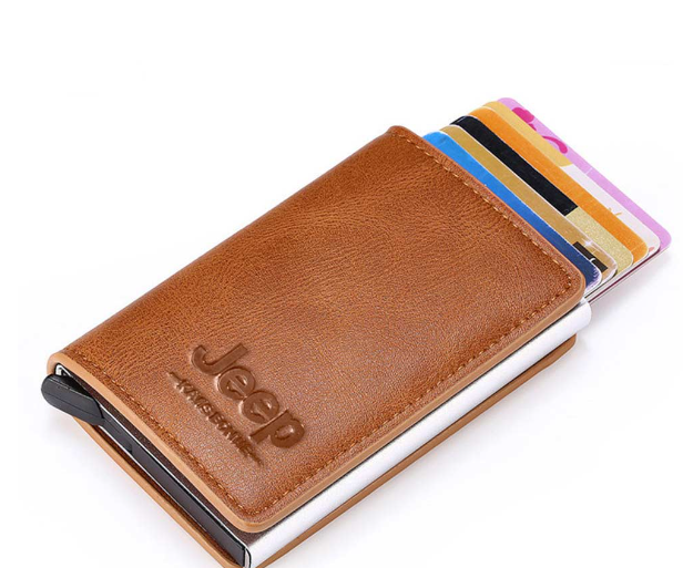 HU27-Humerpaul หนัง PU กระเป๋าสตางค์อลูมิเนียมอลูมิเนียมผู้ถือบัตรเครดิตบัตรประจำตัวประชาชน