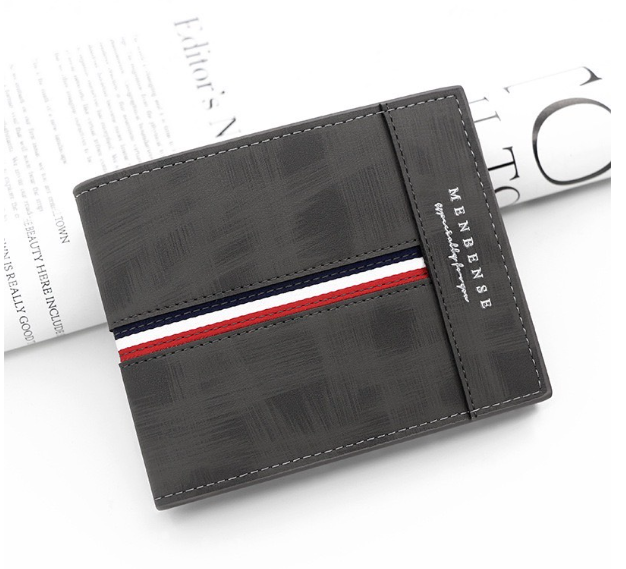 TOP26-กระเป๋าสตางค์หนังPUสําหรับผู้ชาย กระเป๋าสตางค์หนังลายนูน กระเป๋าสตางค์ธุรกิจ#FG420