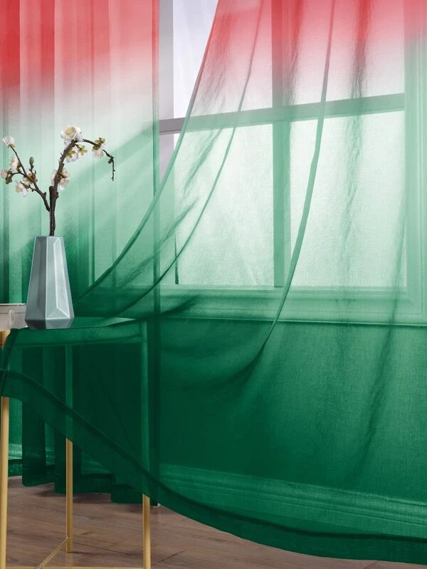 ผ้าม่าน ผ้าโปร่ง คริสต์มาส ออมเบร  ผ170